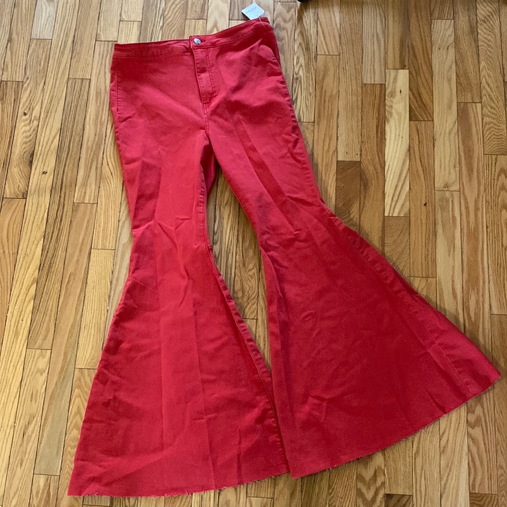 Free People Red Bell Bottom flared Jeans